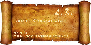 Langer Kreszcencia névjegykártya